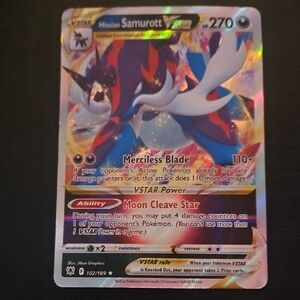 Hisuian Samurott VSTAR Pokémon Holo Card - Blue & White